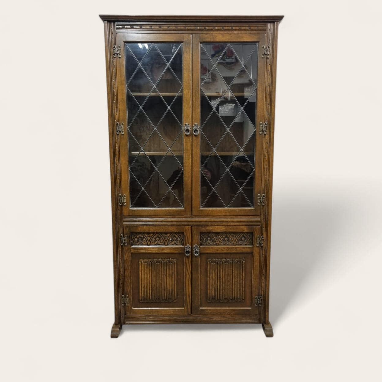 Vintage Old Charm Wood Bros Glazed Bookcase / C1960 photo furniture