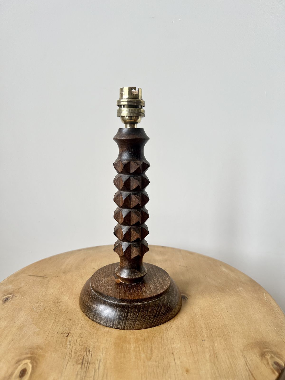 Vintage French Mid Century Turned Wood Table Lamp, Charles Dudouyt, Circa 1930 50 photo for sale
