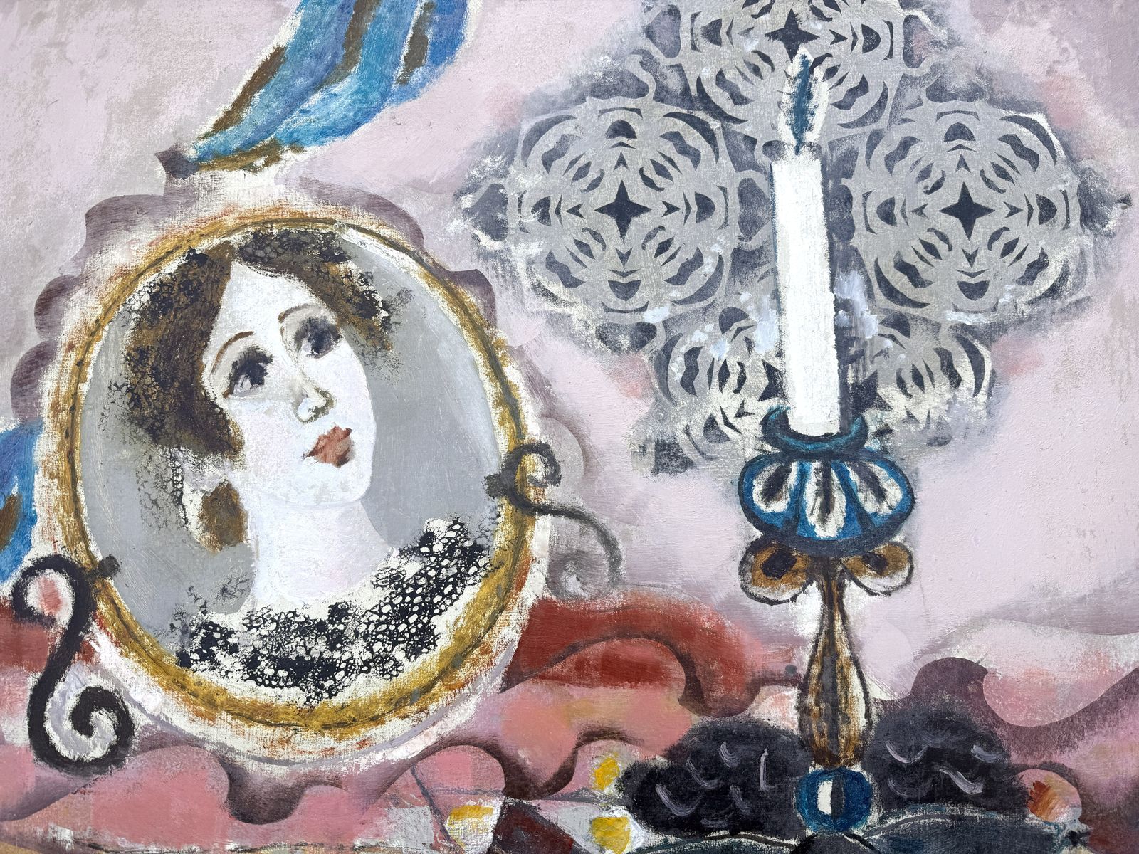 Agustin Ubeda Spanish Symbolist Surreal Interior Mirror Figurative Metaphysical Oil 1960s photo buy