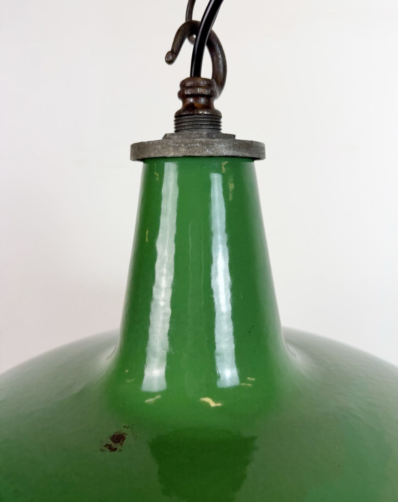 Industrial Green Enamel Factory Pendant Lamp From Revo, 1950s photo Lighting