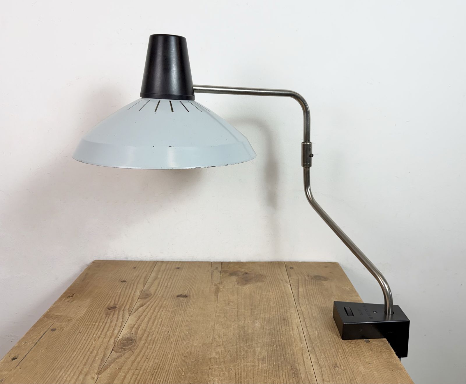 Grey Industrial Factory Office Desk Lamp From Elektrosvit, 1970s photo for sale