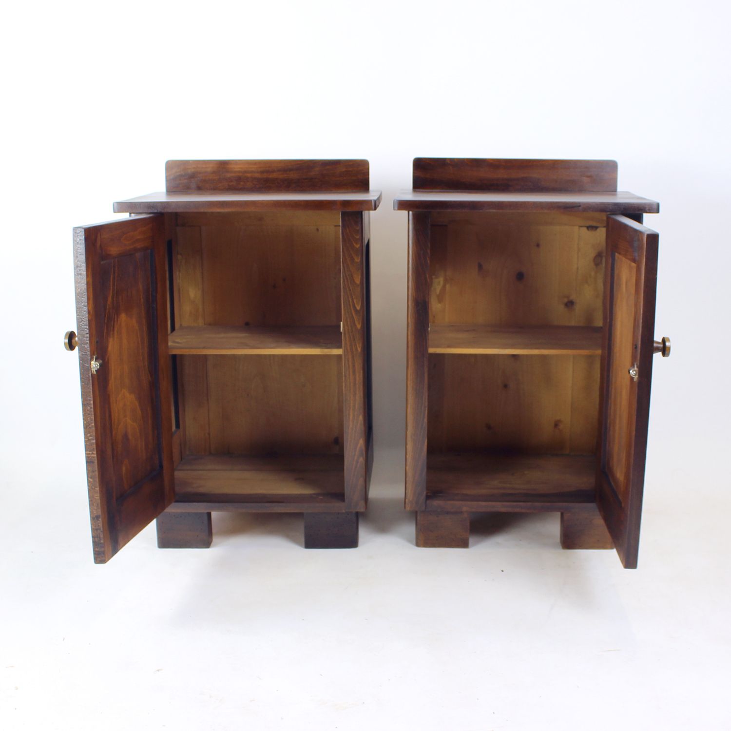 Tall Vintage Bedside Tables In Wood, Czechoslovakia 1930s photo furniture