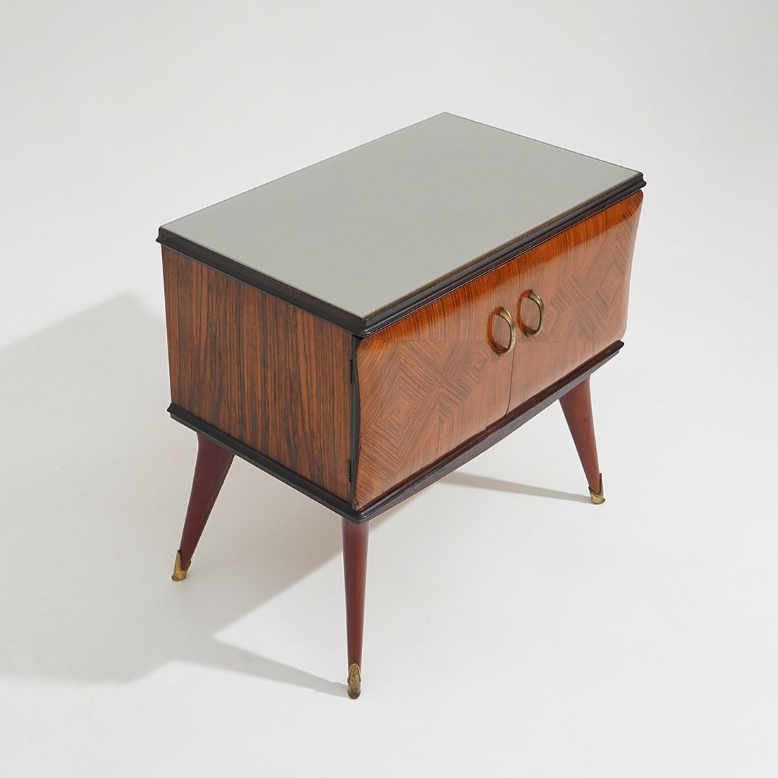 Pair Of Bedside Tables With Glass Top, 1950s photo 850.0