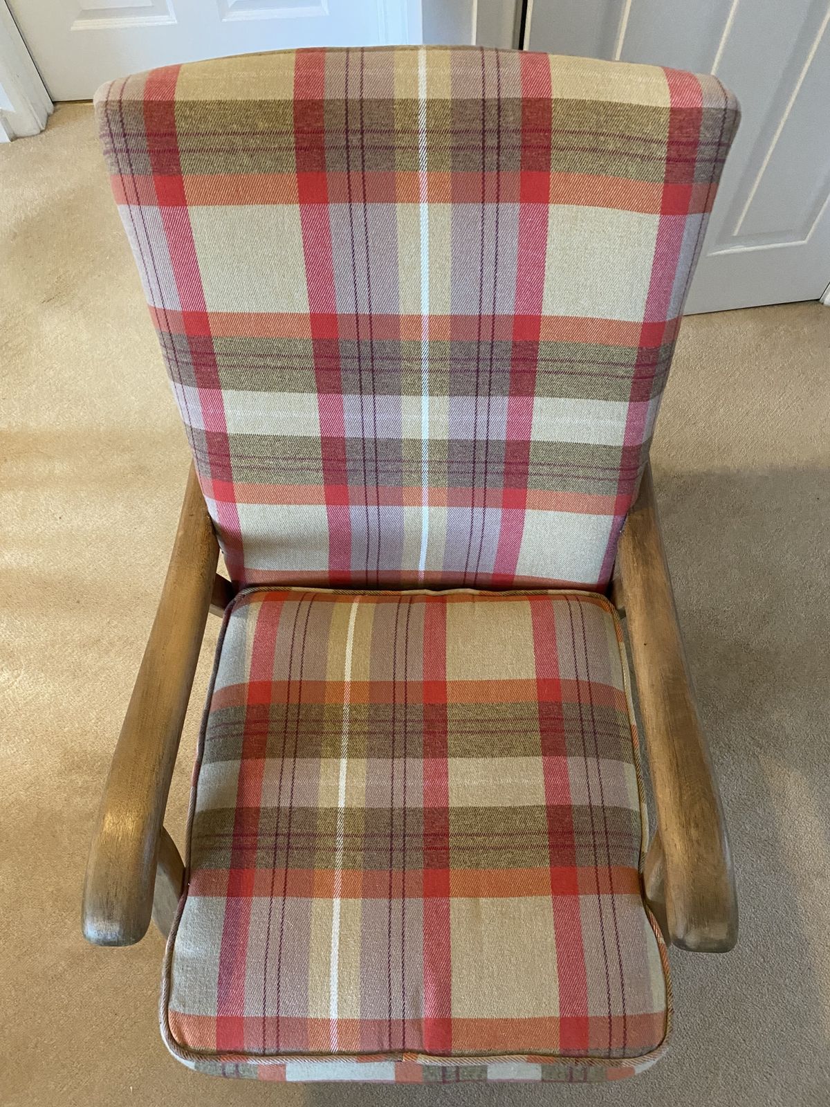 Rocking Chair 20th Century In Oak, Upholstered In Tartan photo vinterior