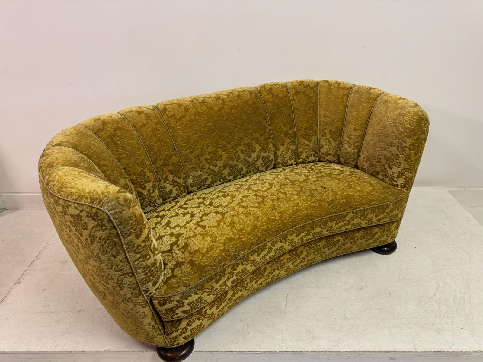 photo for sale 1930s Danish Curved Banana Sofa