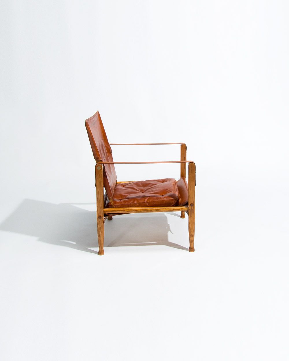 Kaare Klint Safari Chair In Oak And Leather By Rud Rasmussen photo for sale