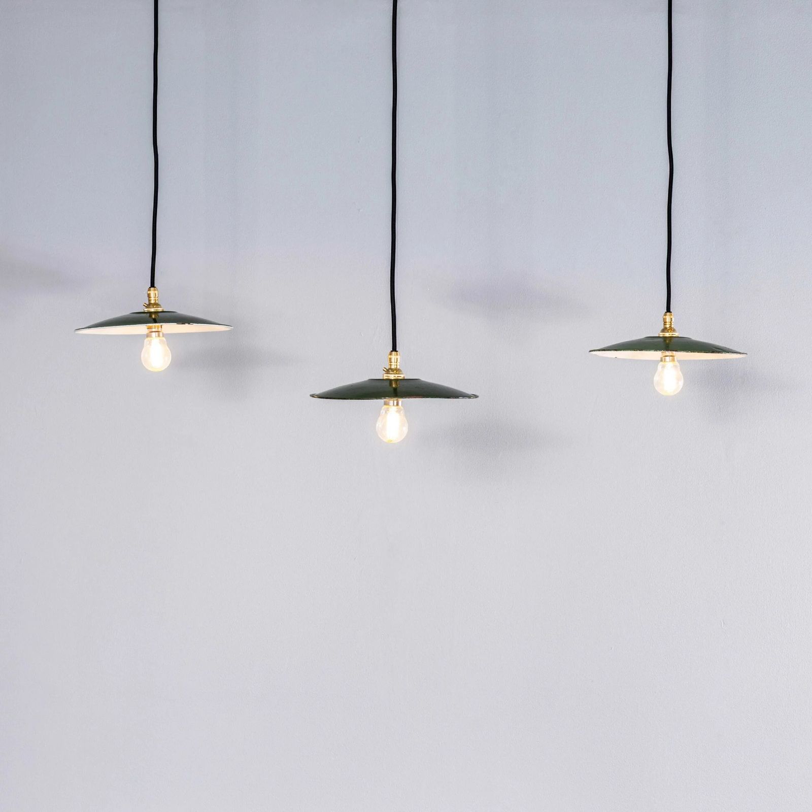 1930’s French Green Café Enamel Coolie Lights – 9.5 Inch photo furniture