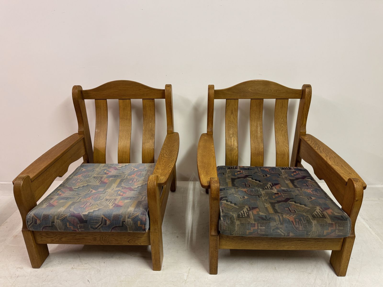 Pair Of 1960s Brutalist Oak Armchairs photo furniture