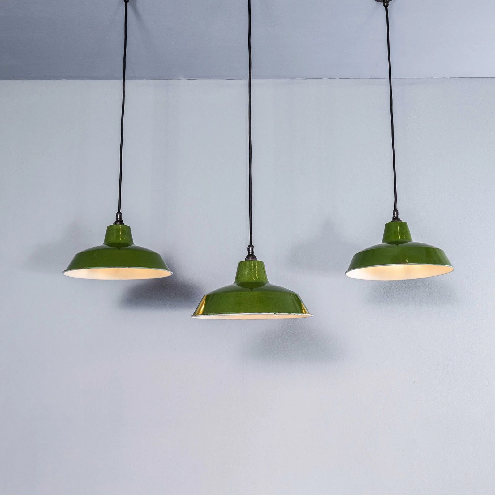 1940’s Classic Green Revo Hanging Lamps – 12 Inch