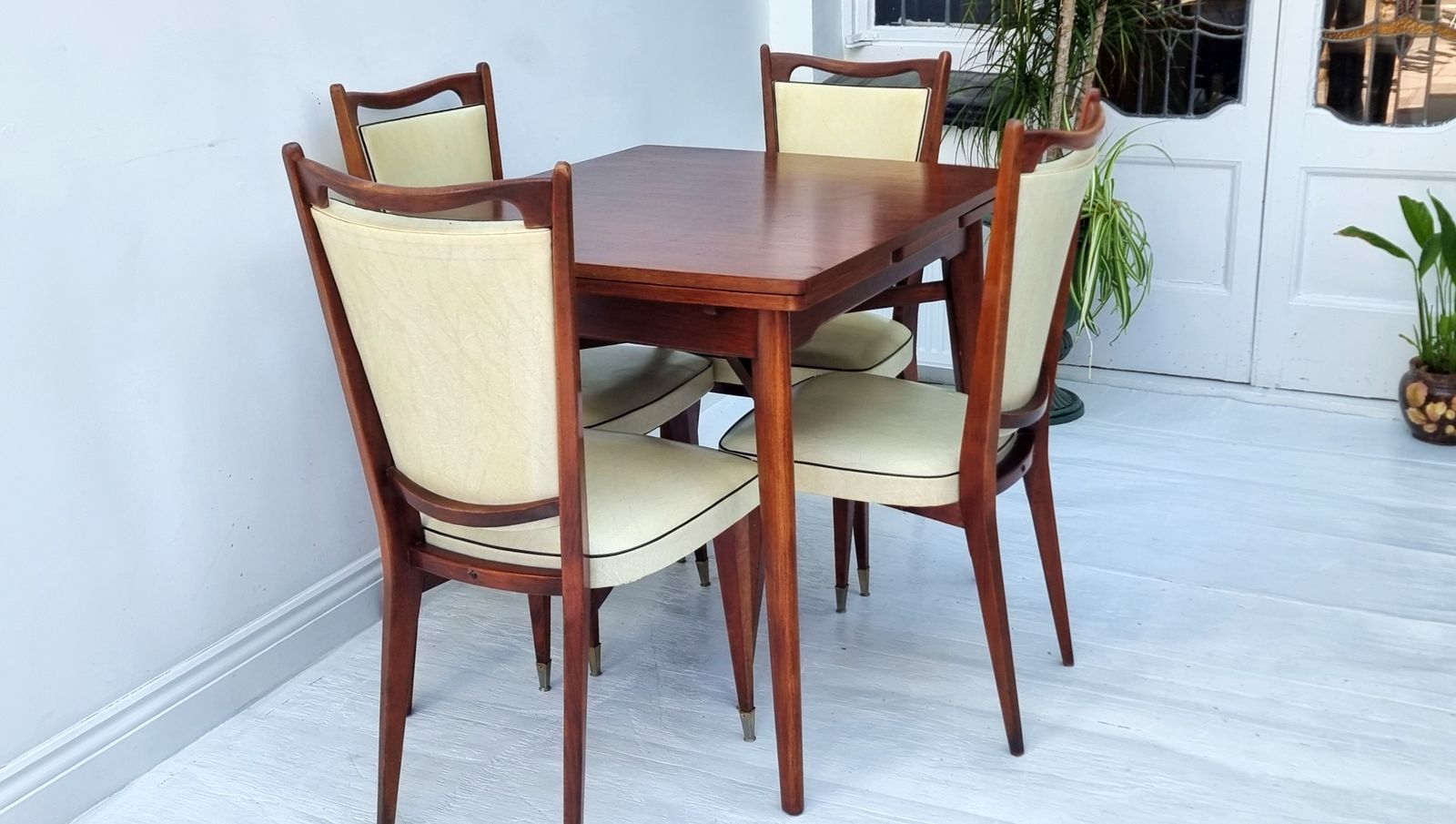 Dining Table And Chairs Set French Art Deco Extending Draw Leaf photo Furniture