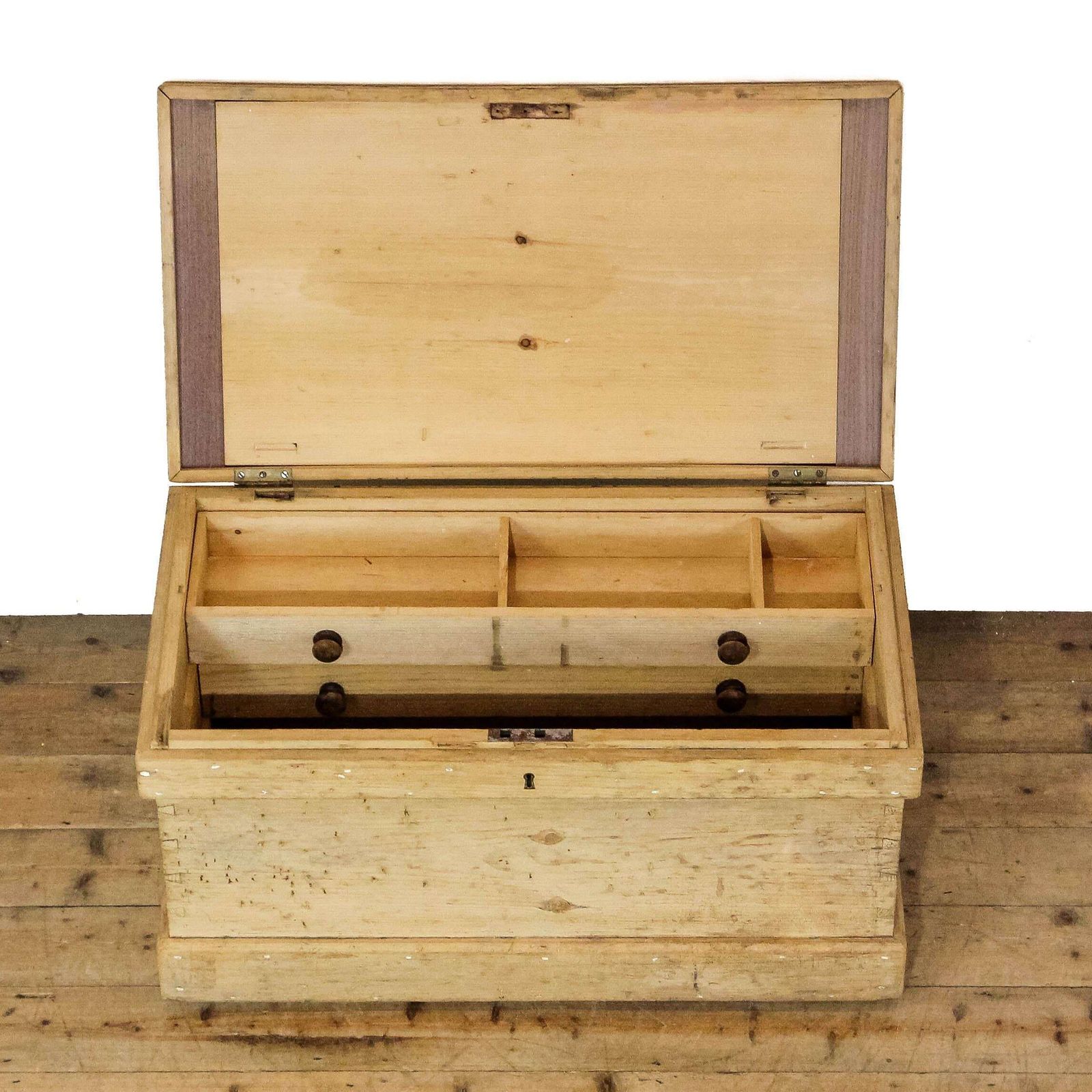 Antique Pine Tool Chest Or Blanket Box | Antique Furniture | Antique Trunk | Antique Storage | Pine Trunks | Blanket Box (M 6615) photo for sale