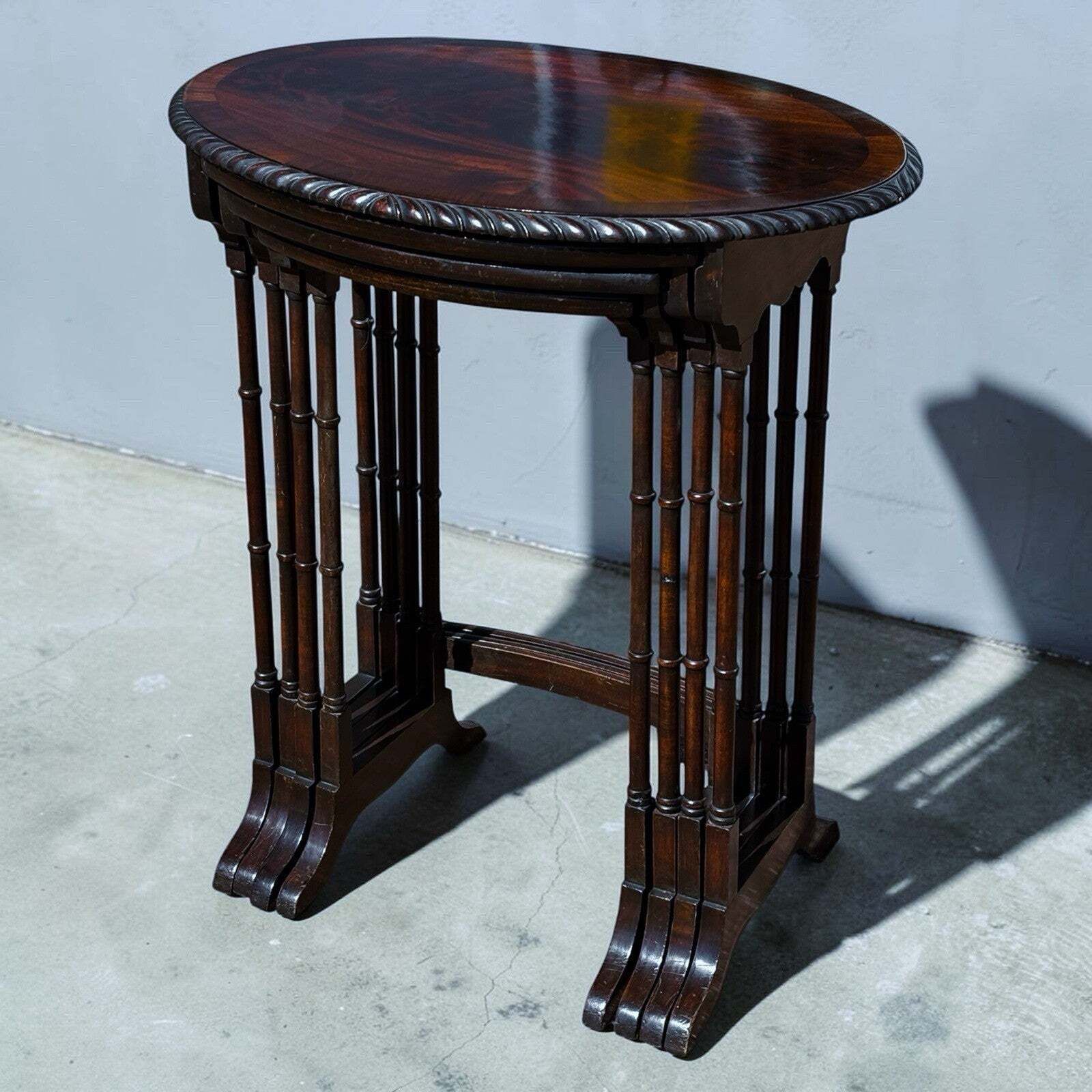 Mahogany Quartetto Nest Of Tables. Faux Bamboo Legs,Perfect Coffee / Lamp Tables