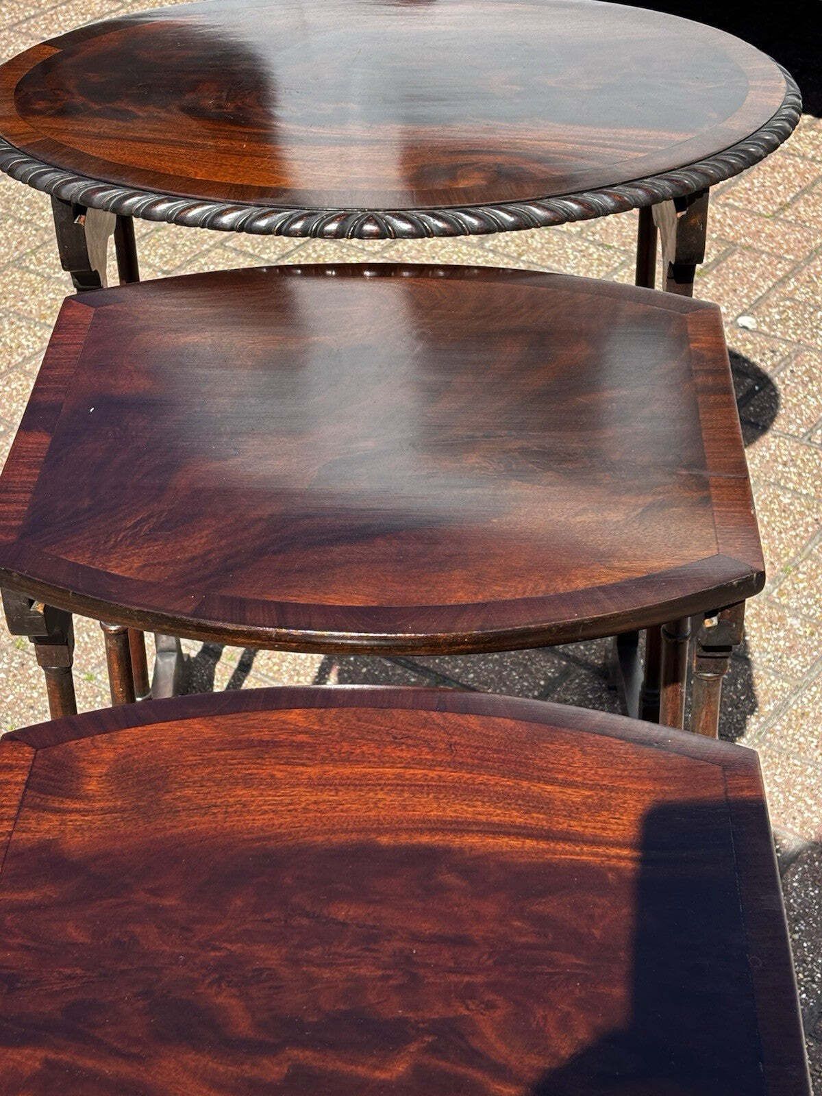 Mahogany Quartetto Nest Of Tables. Faux Bamboo Legs,Perfect Coffee / Lamp Tables photo vintage