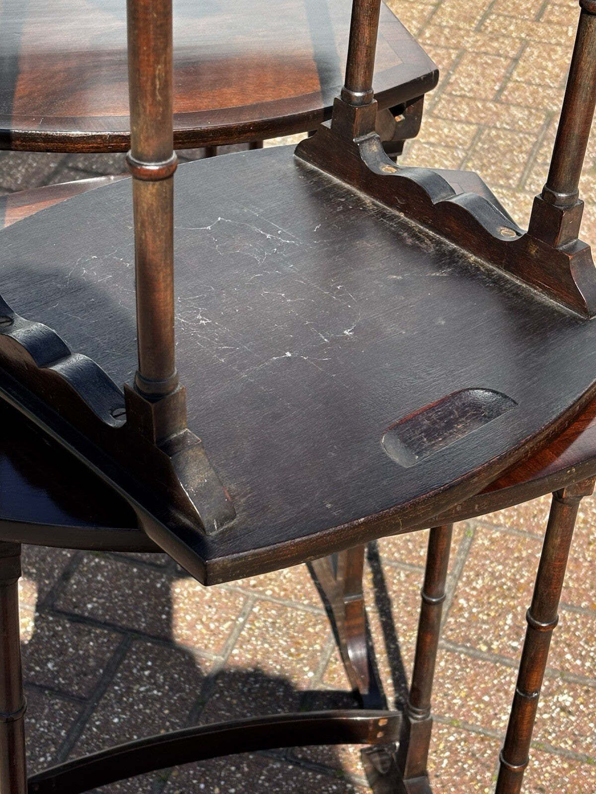 photo for sale Mahogany Quartetto Nest Of Tables. Faux Bamboo Legs,Perfect Coffee / Lamp Tables
