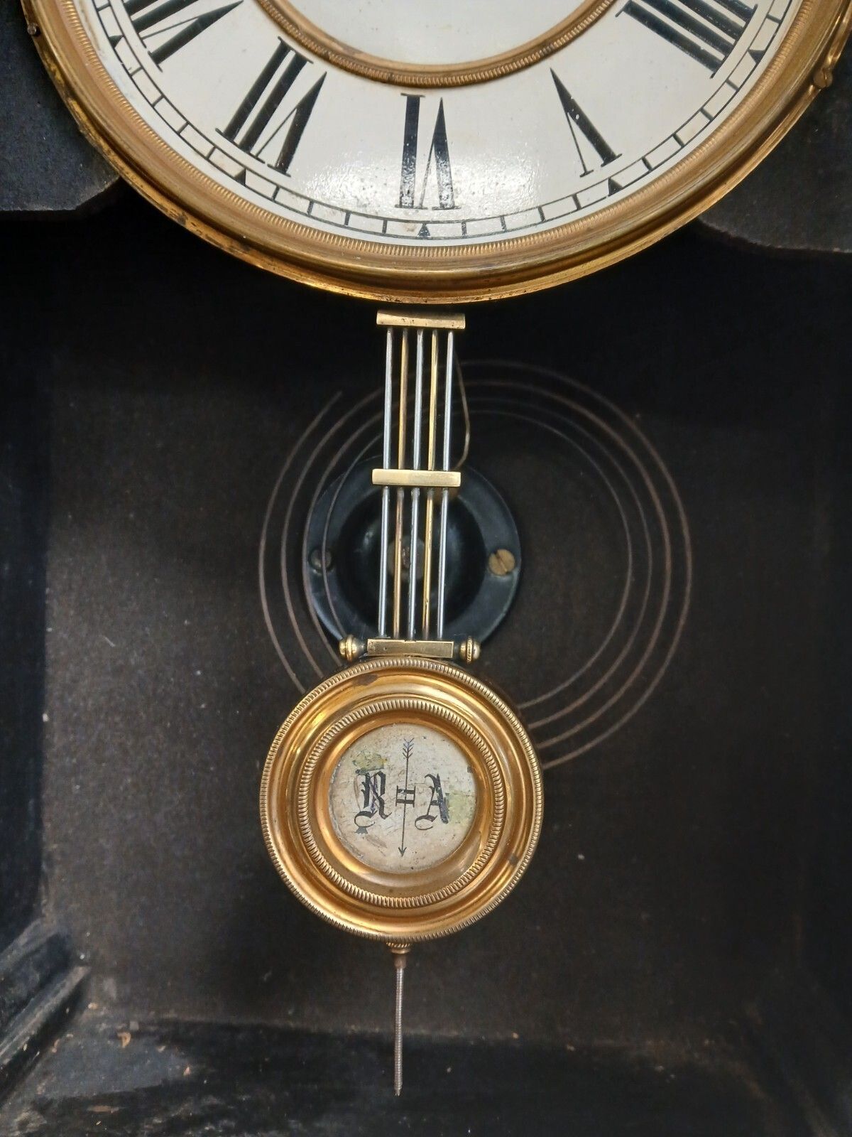 Antique 19th Century American Mahogany Case Gothic Style 8 Day Mantle Clock photo for sale