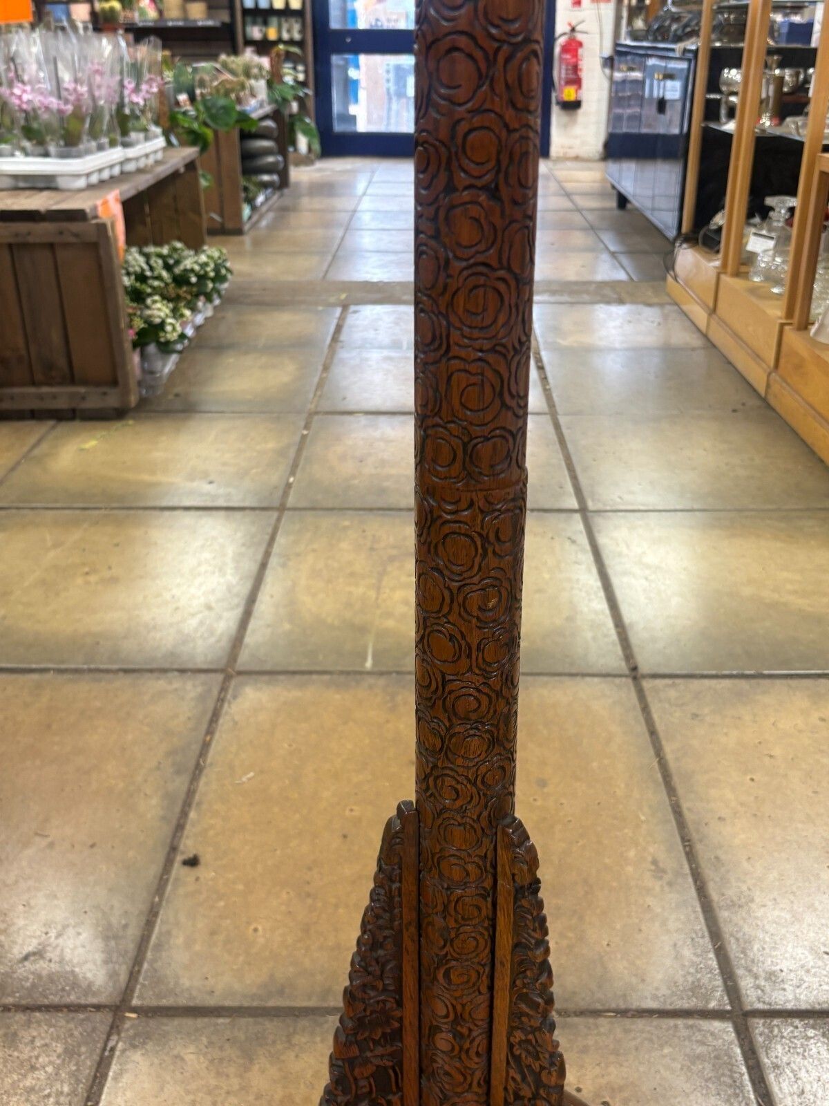 245.0 Stunning Early 20th Century Chinese Hand Carved Hardwood Floor Lamp Stand photo