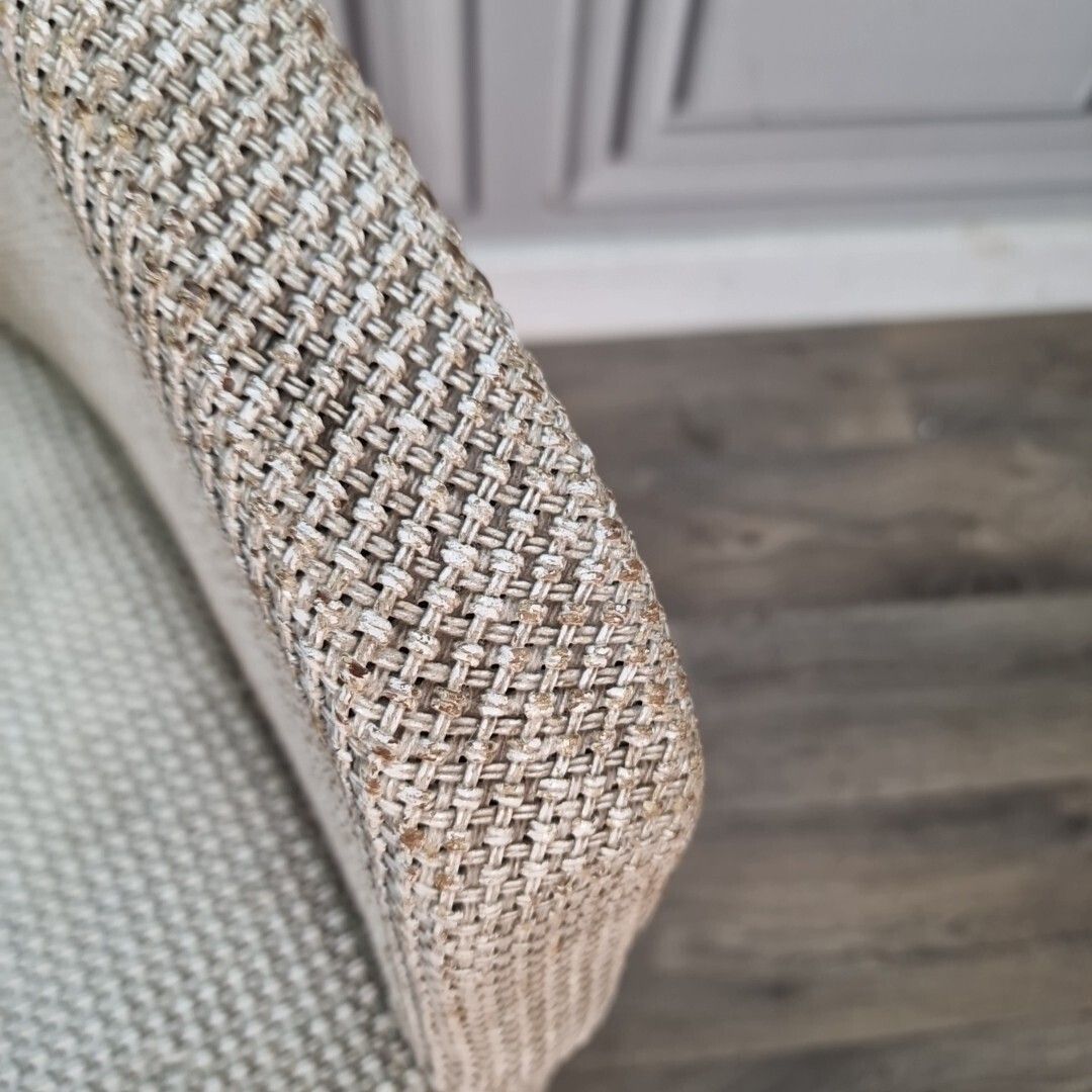 Vintage Rattan Tub Chair   Seat White Woven Painted Retro Seating   For Upcycle photo buy