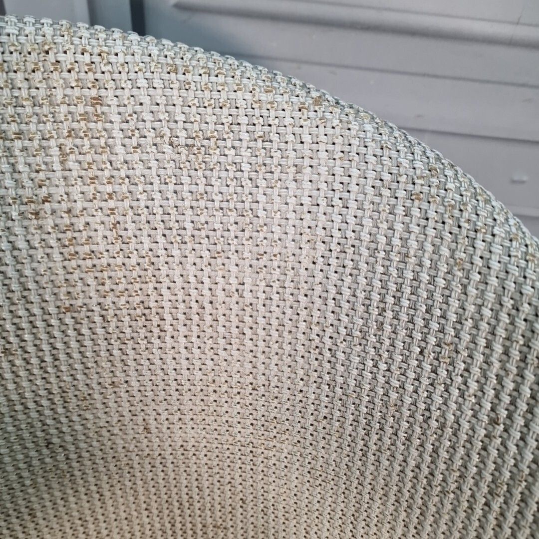 photo furniture Vintage Rattan Tub Chair   Seat White Woven Painted Retro Seating   For Upcycle
