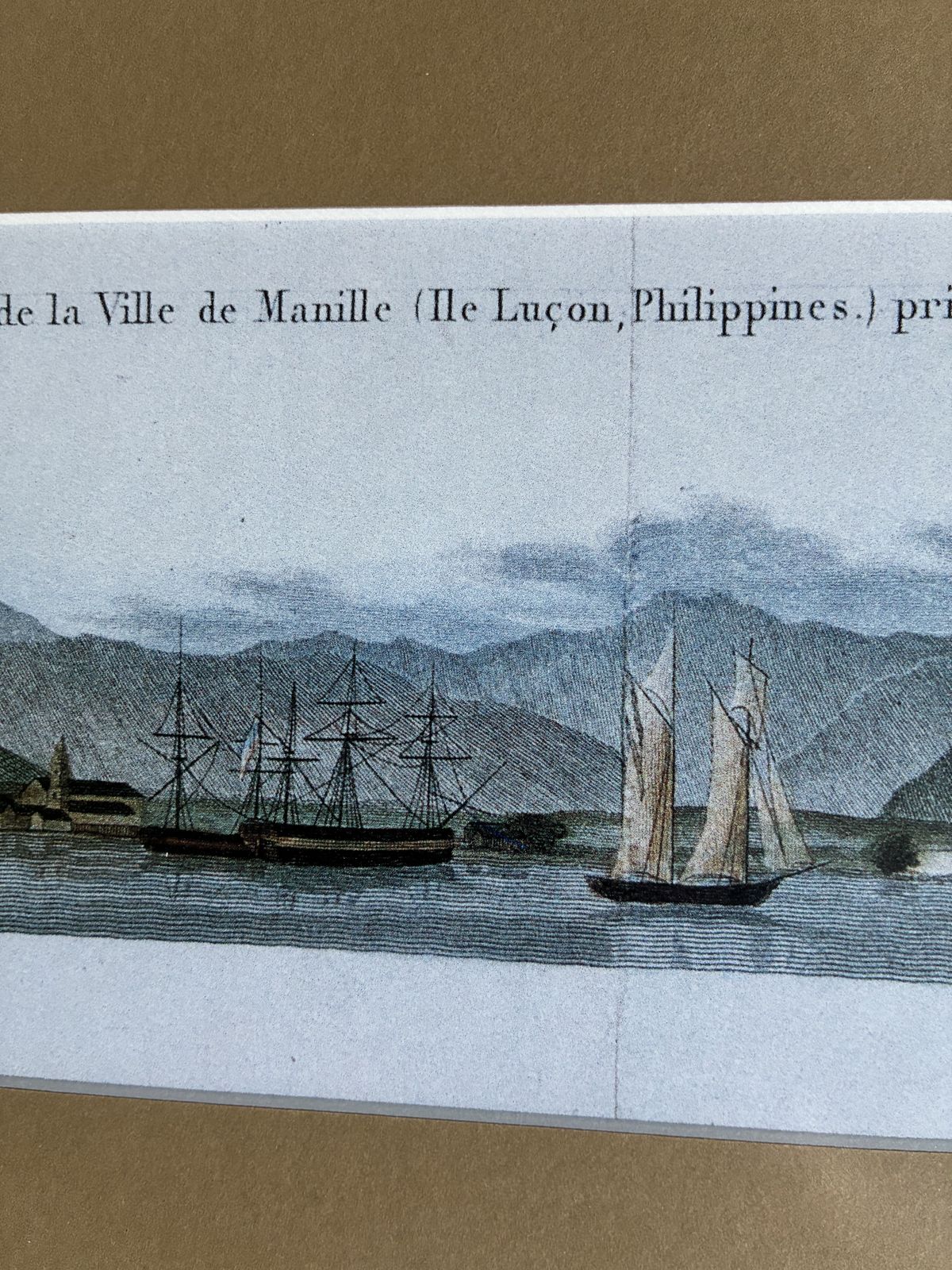 Pair Of Framed Panoramic 1824 Manila Harbour Coloured Prints. Maritime Scenes photo Art