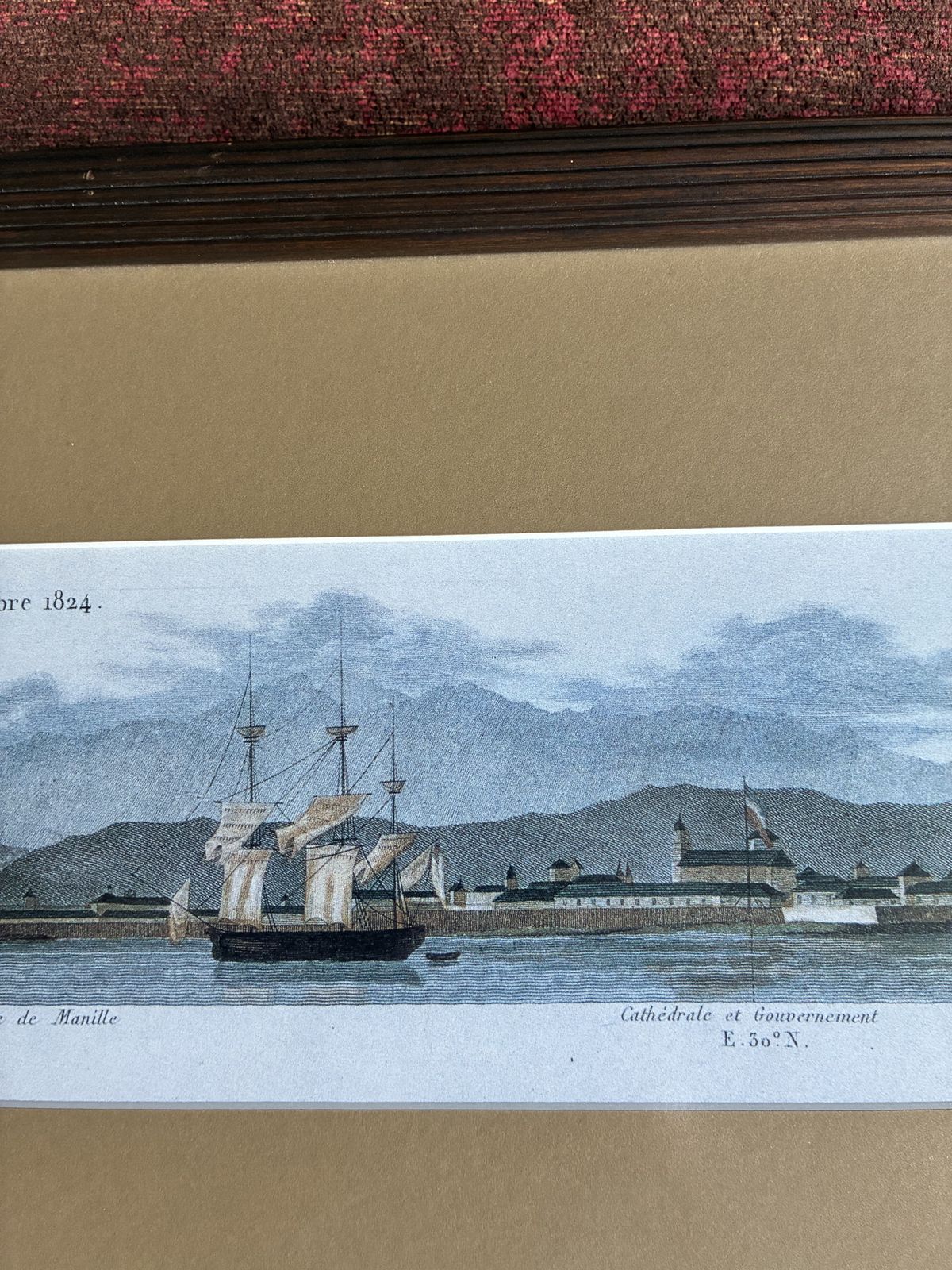 photo furniture Pair Of Framed Panoramic 1824 Manila Harbour Coloured Prints. Maritime Scenes