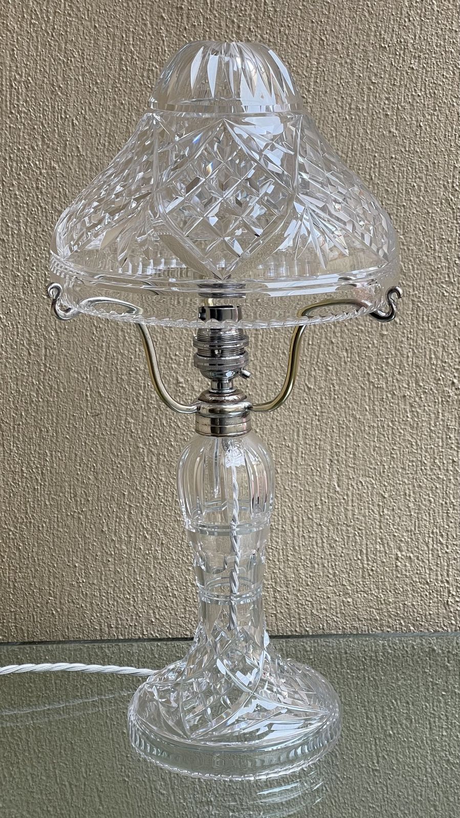 Cut Glass Crystal Mushroom Lamp By Stuart Crystal photo for sale