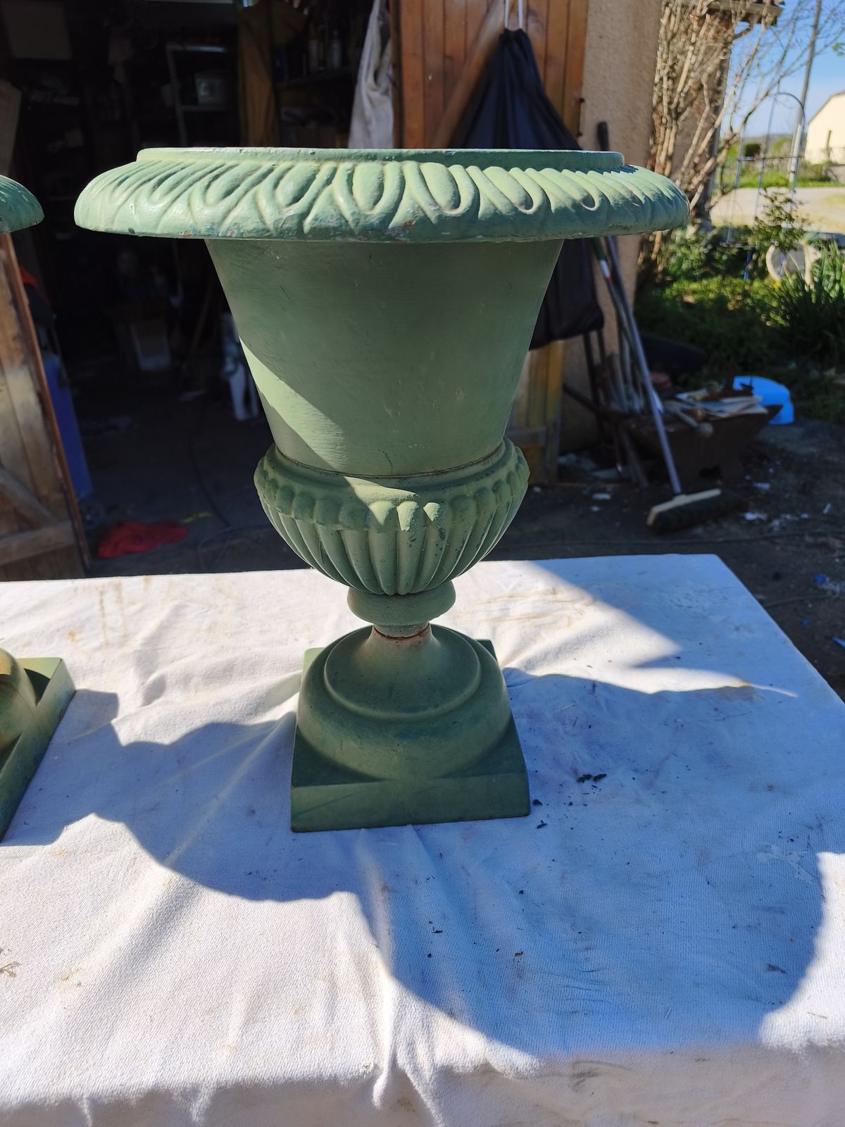 Pair Of 19th Century Cast Iron Medici Vases photo 640.0