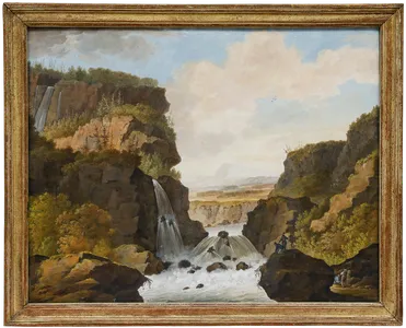 W.G. Van Ulsen (1762 1830)   Watercolour, Figures Before A Gushing Waterfall photo furniture