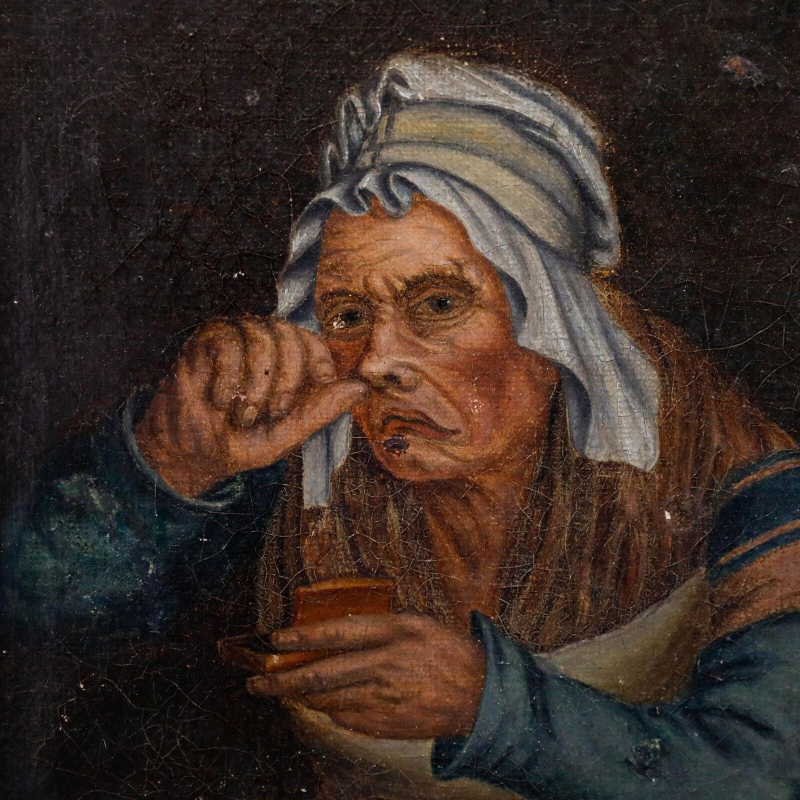 After L. Boilly (1761 1845)   19th Century Oil, Old Woman Taking Snuff photo Art