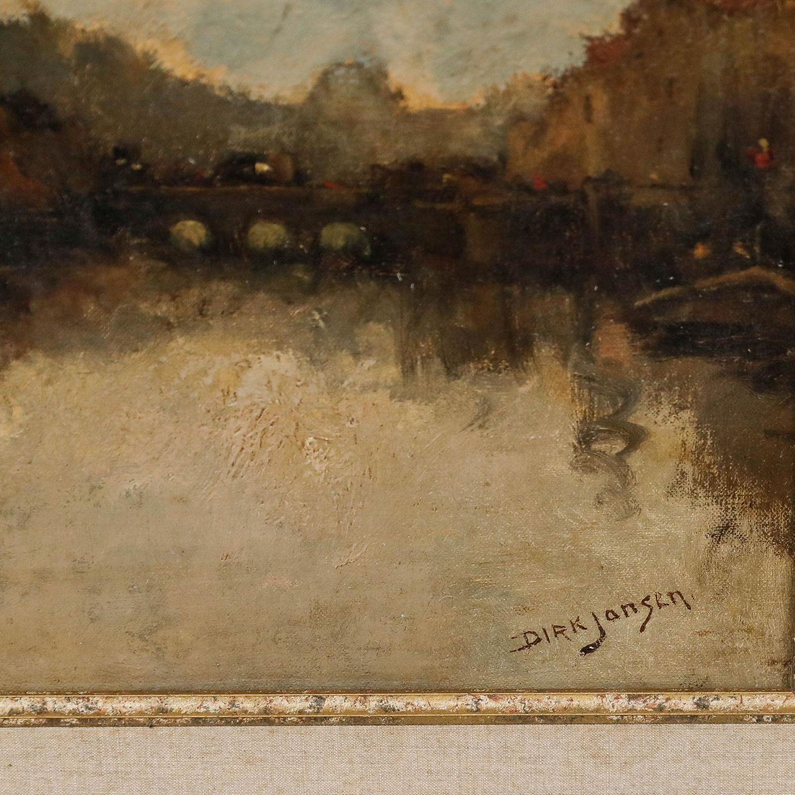 Dirk Jansen (1878 1952)   Early 20th Century Oil, Dutch Quay photo vintage