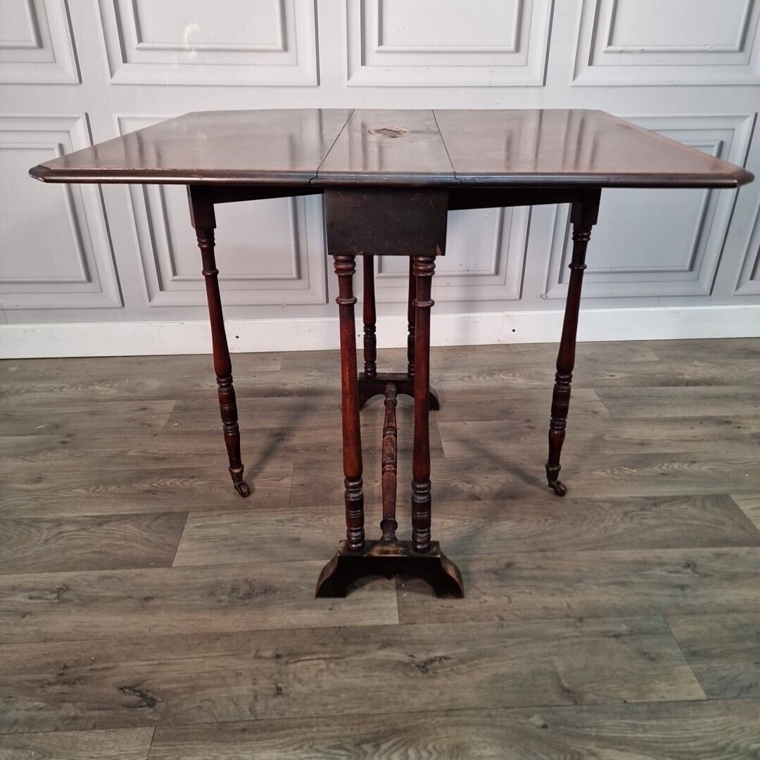 photo furniture Antique Serving Table   19th Century French Napoleon III Inlaid Wooden Folding