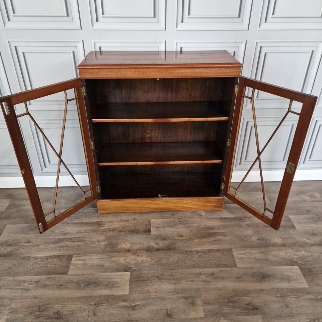 photo buy Antique Astral Bookcase   Glass Wooden Shelves Display Cabinet Glass Door