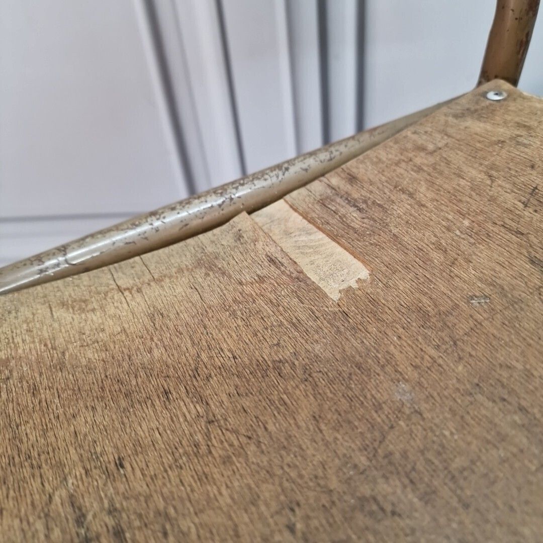 Vintage Industrial Chair   Single Tubular Metal & Plywood Office Desk Seat photo 55.0