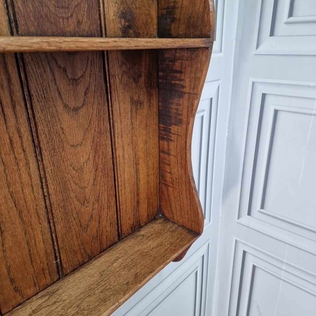 Antique Victorian Wall Shelving   Unit Display Shelf Rustic Wooden Oak Farmhouse photo vintage