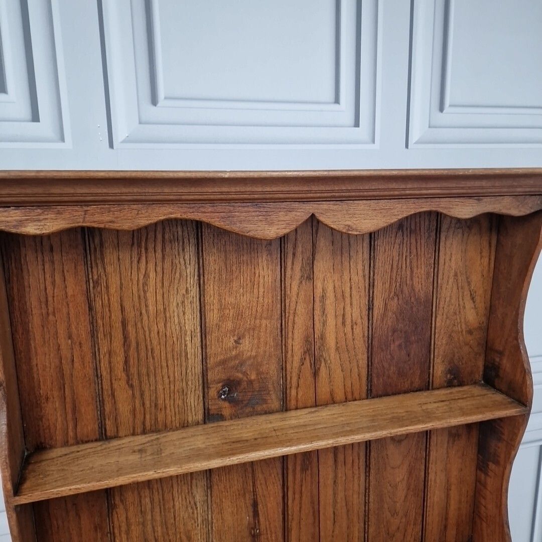 photo vinterior Antique Victorian Wall Shelving   Unit Display Shelf Rustic Wooden Oak Farmhouse