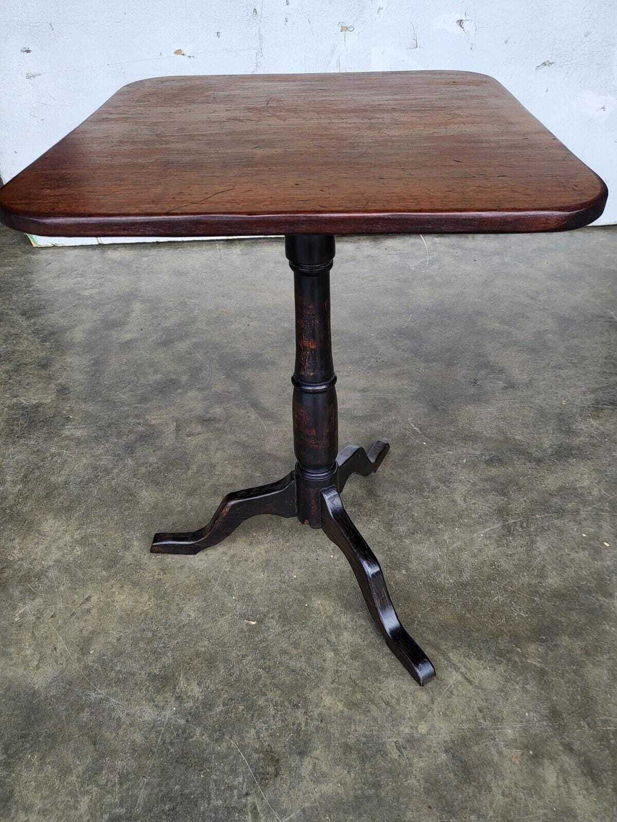 Antique Victorian Square Tripod Side End Lamp Occasional Table photo 265.0