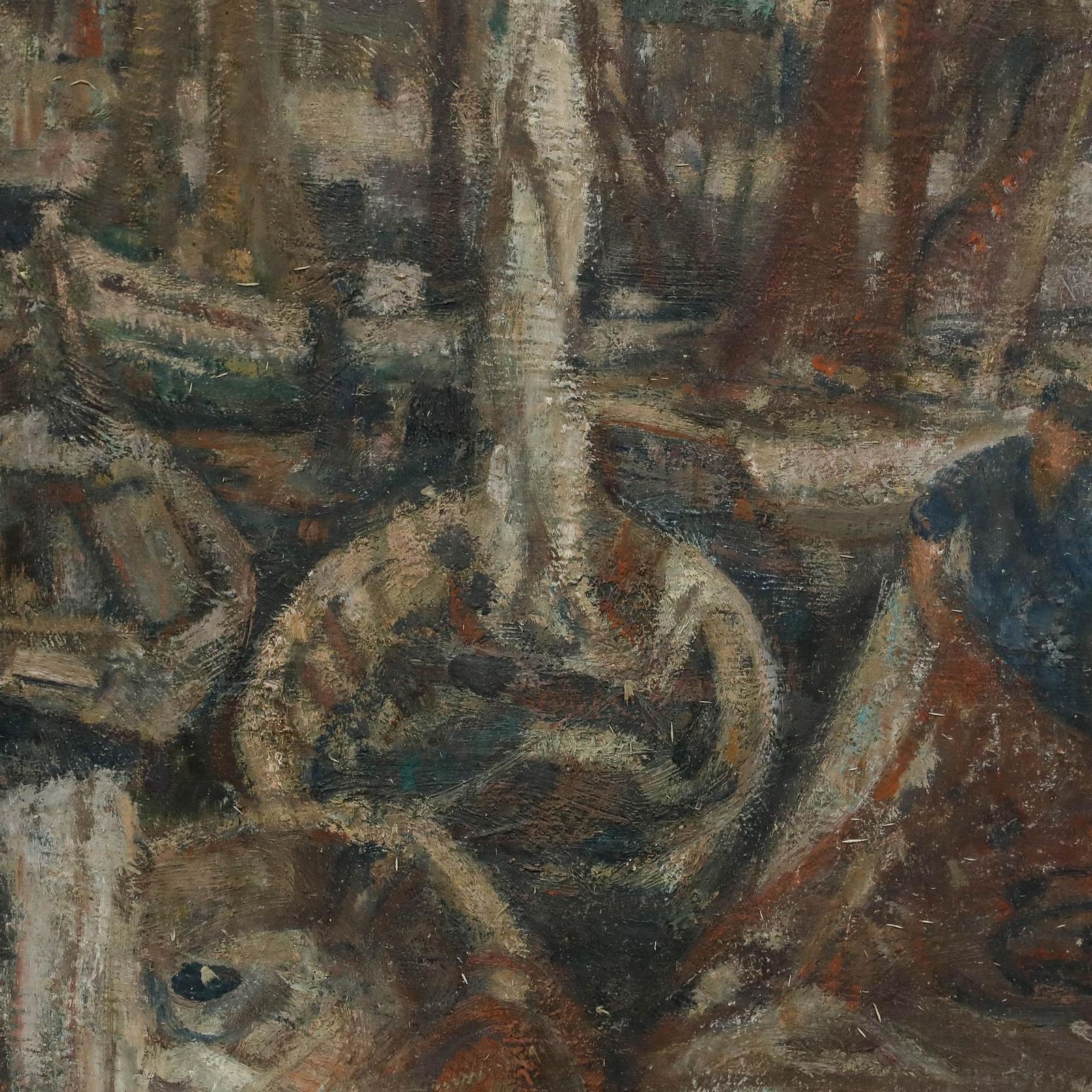 Richard Schreiber (1904 1963)   Mid 20th Century Oil, Breton Fishing Port photo Art