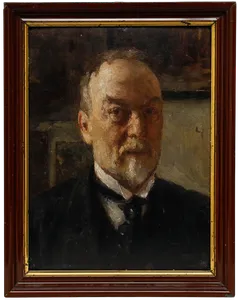 Gabriel Von Hackl (1843 1926)   Framed Early 20th Century Oil, Self Portrait photo furniture