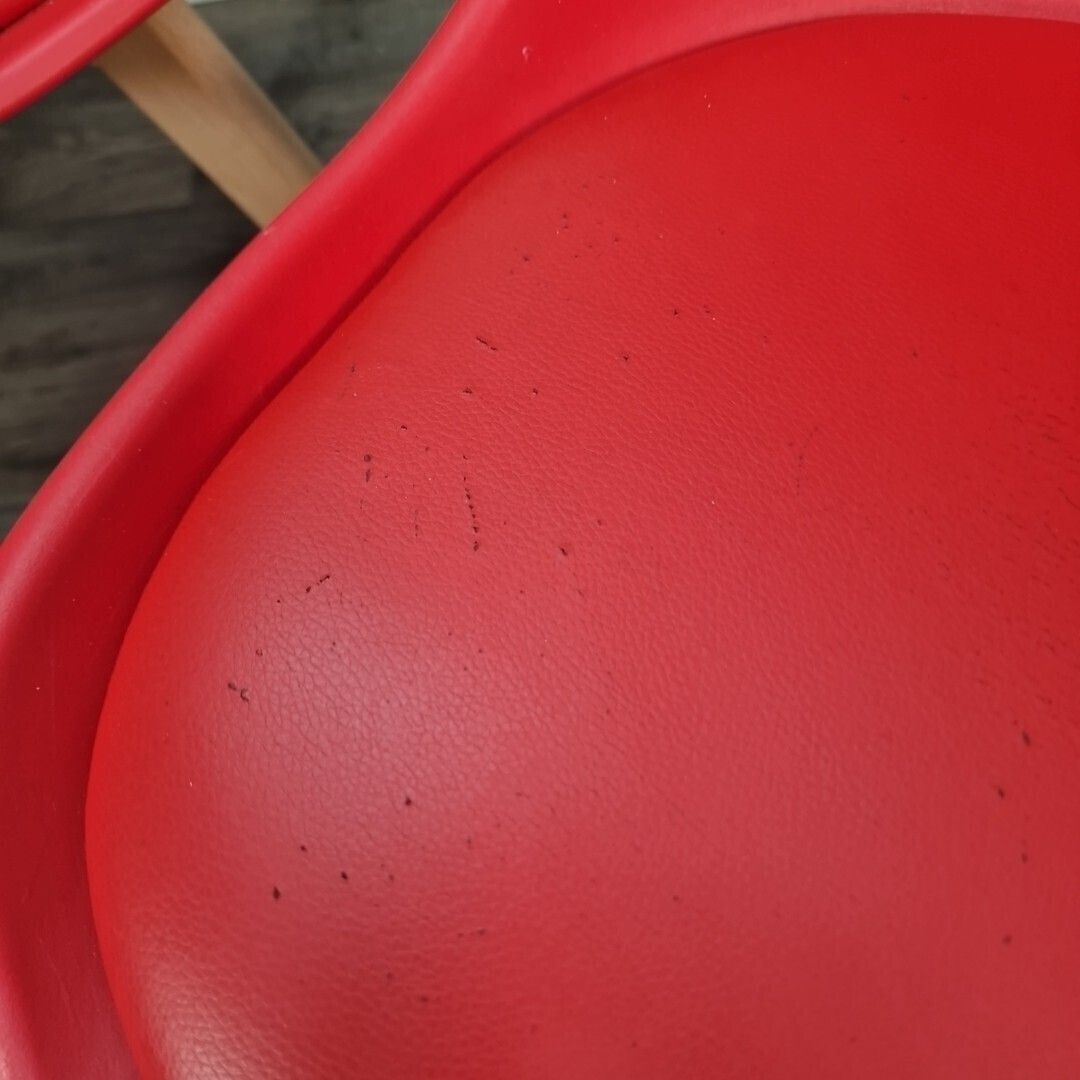 photo vinterior Pair Dining Chairs Retro Red Faux Leather   Mid Century Modern Contemporary