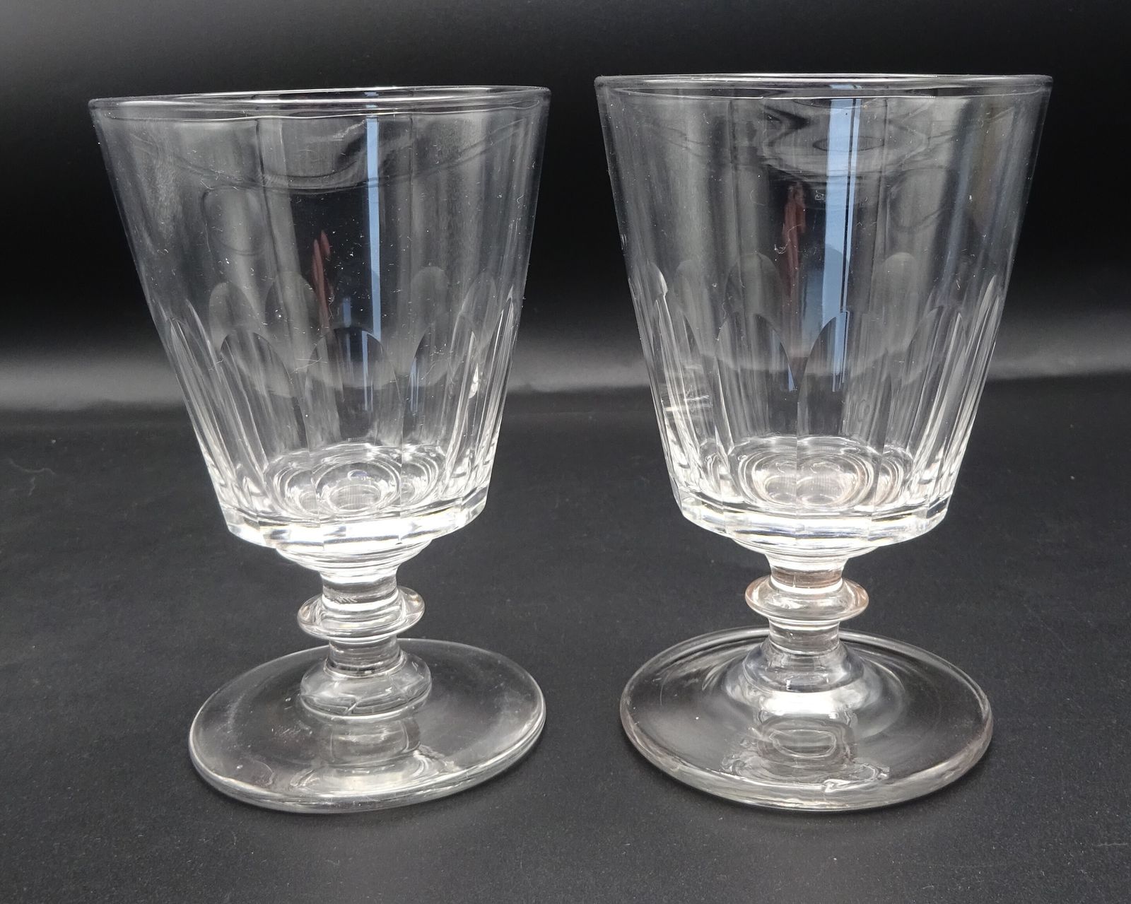 Victorian Pair Cut Crystal Glass Rummers Drinking Glasses