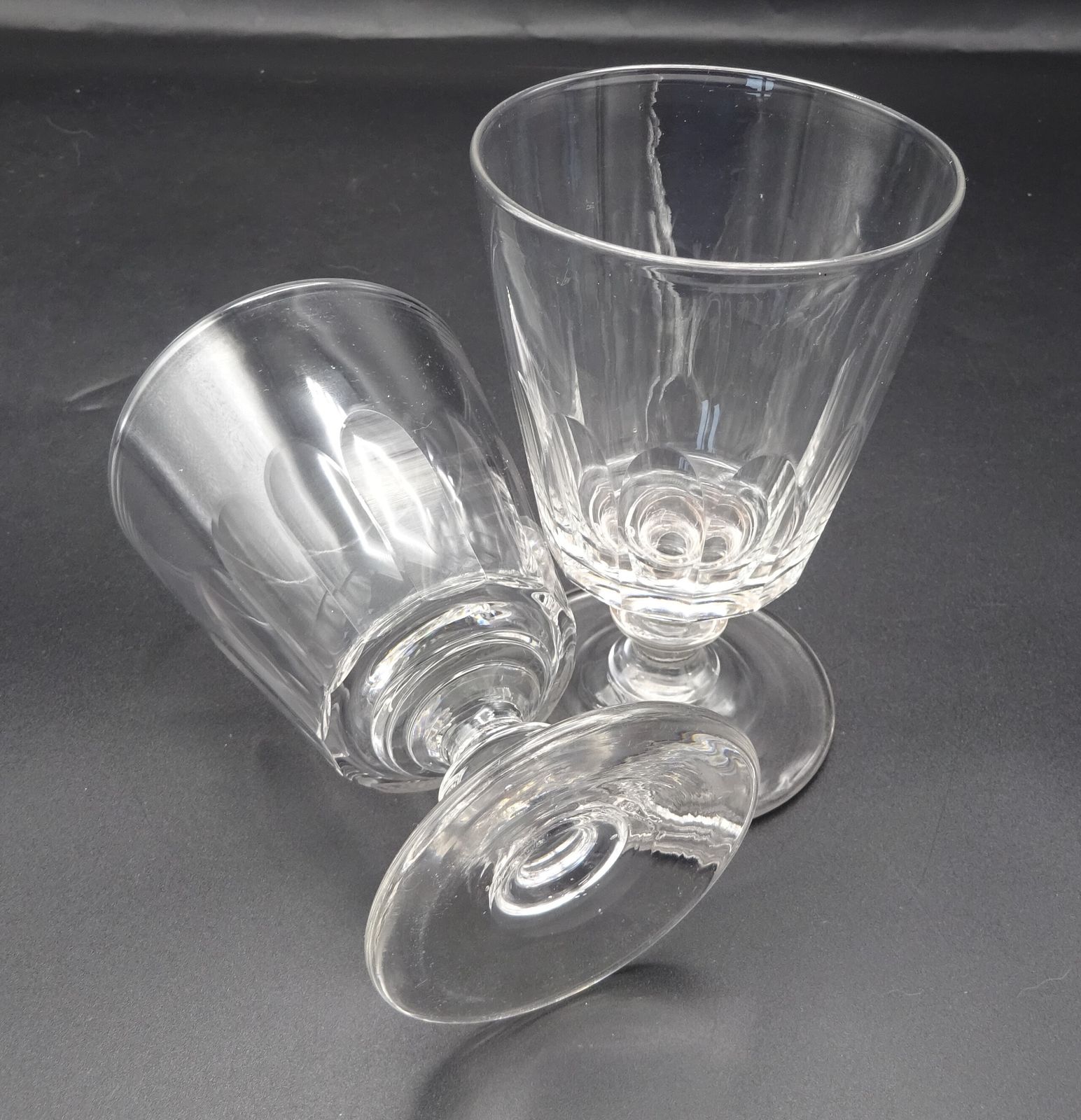Victorian Pair Cut Crystal Glass Rummers Drinking Glasses photo for sale