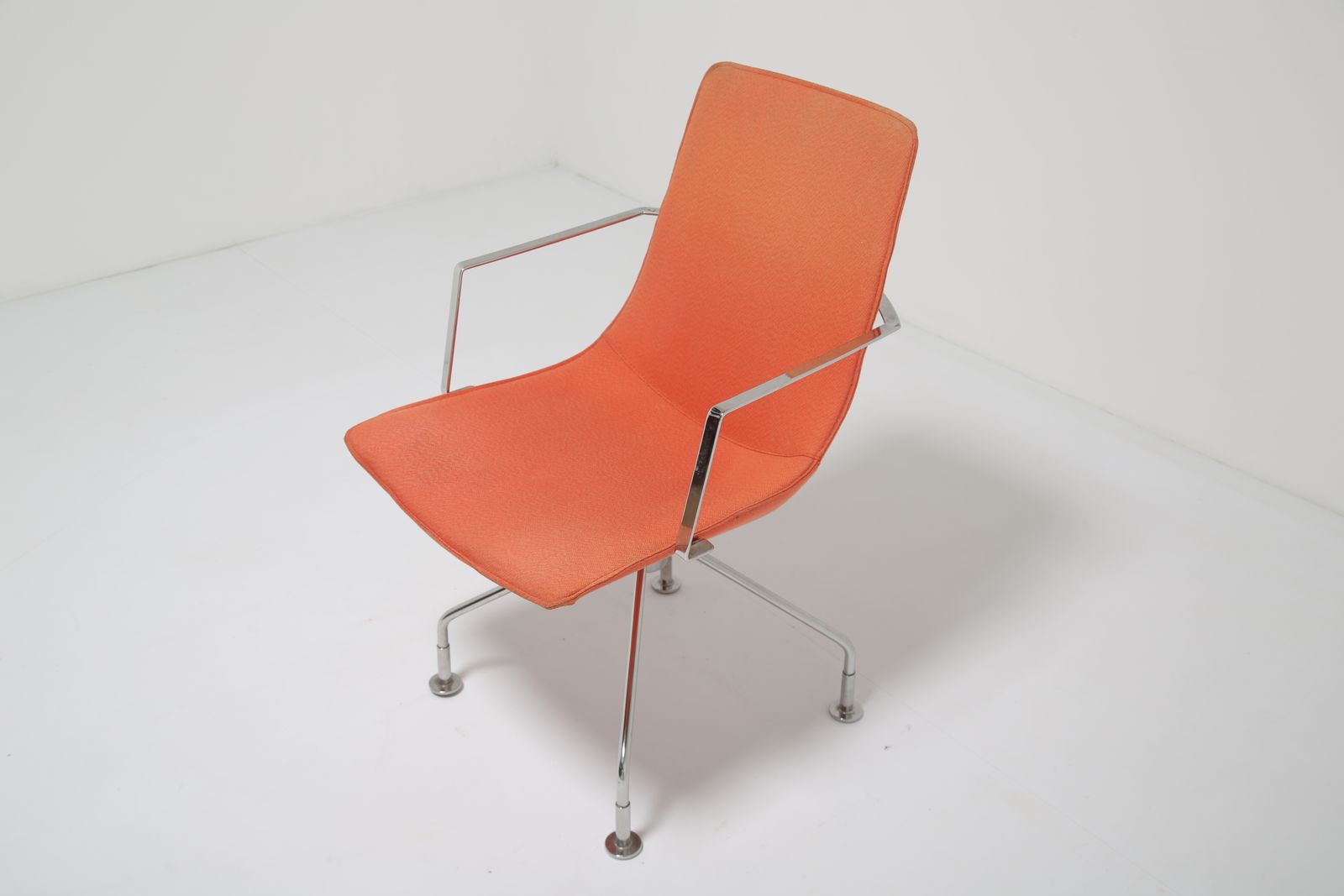 Orange Fabric And Chrome Swivel Office Chair ‘Comet’ By Gunilla Allard For Lammhult, 1990s photo vintage