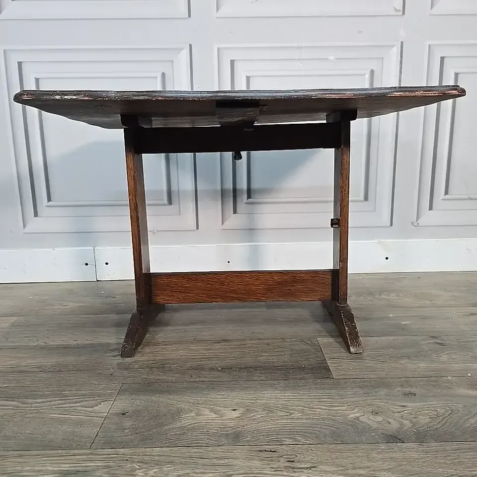 Furniture Antique Tilt Top Table  Oak Side Wine Occasional Lamp  Arts And Crafts photo