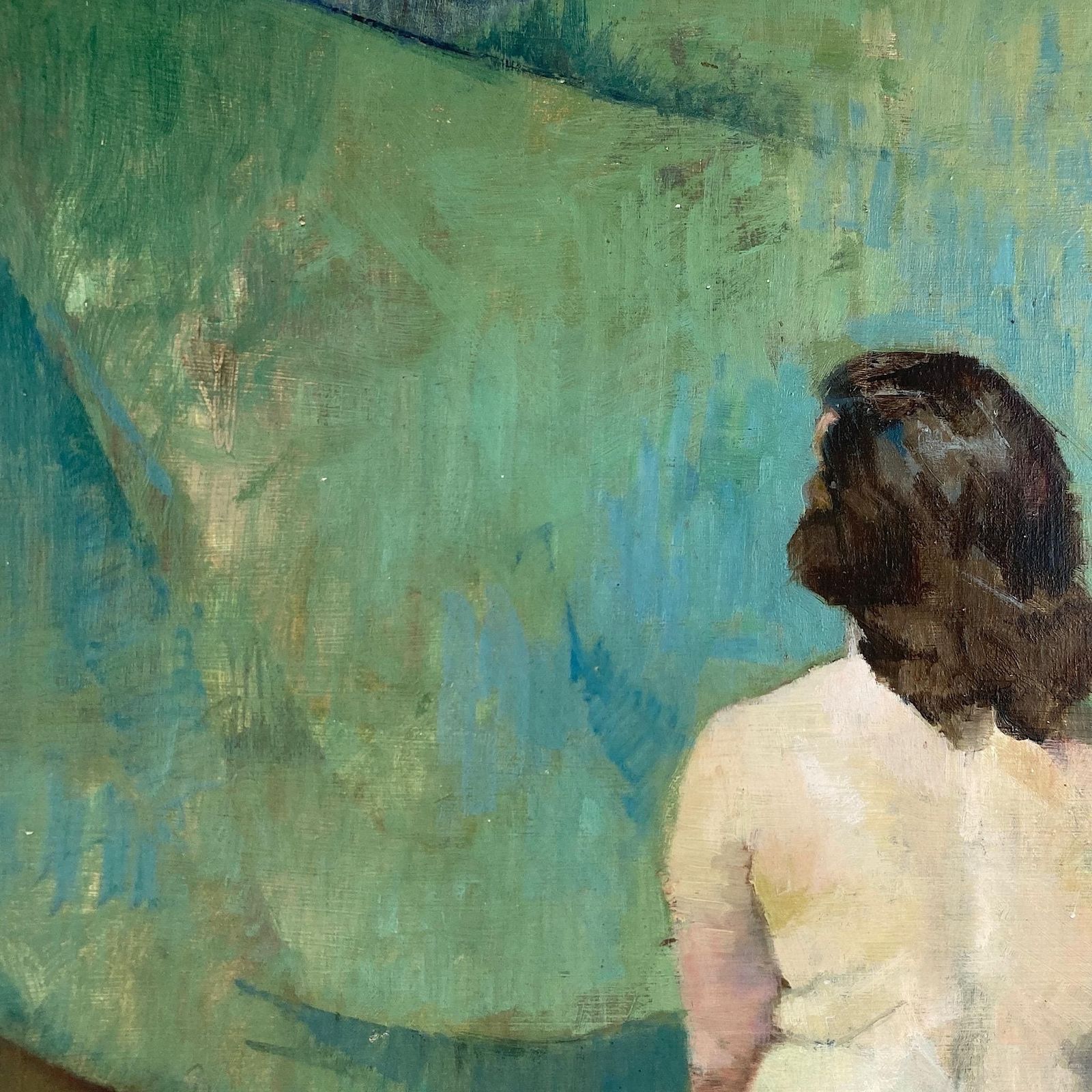 Gentle Rest – Study Of The Female Form Vintage Oil On Board Painting photo buy