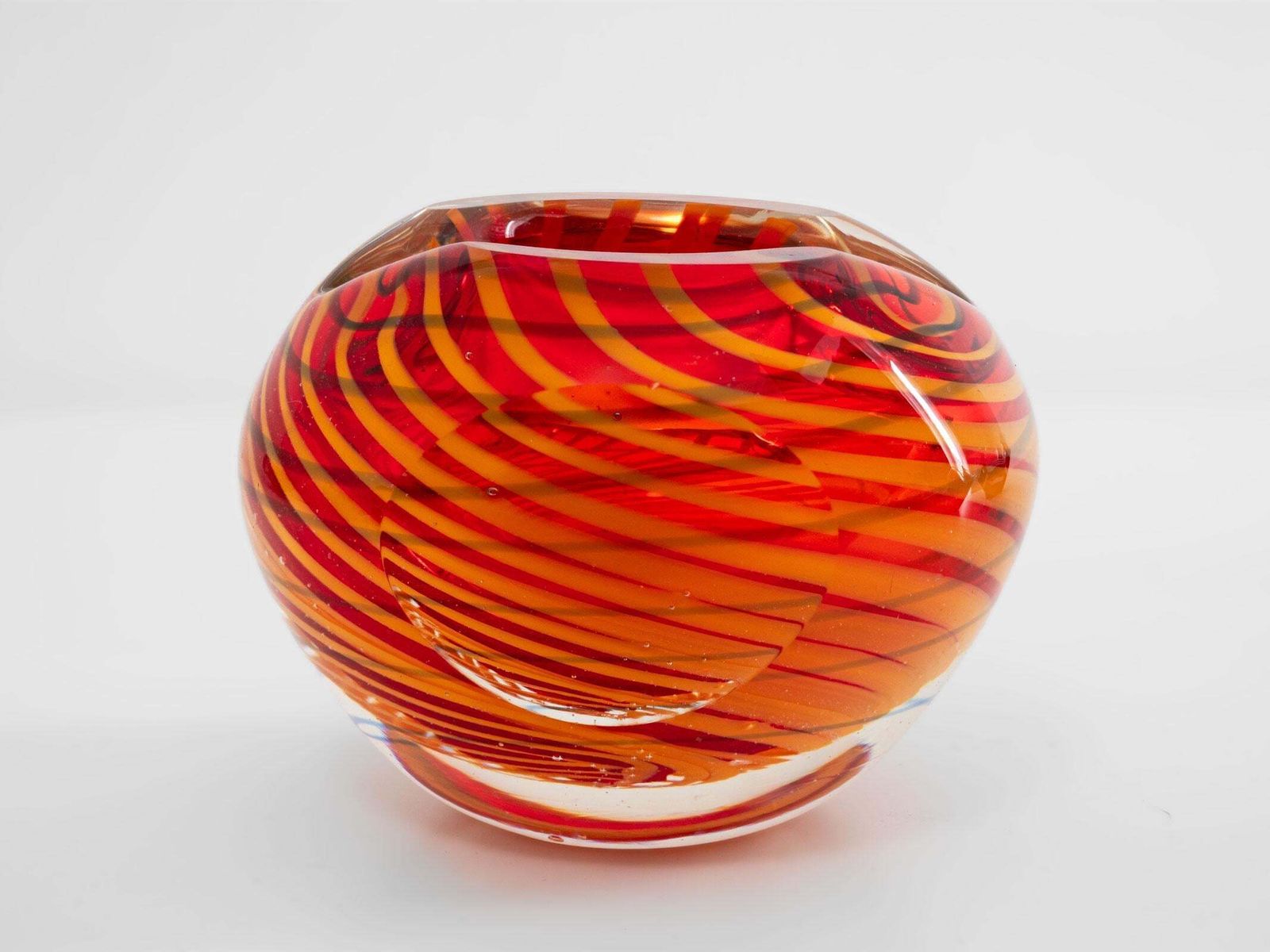 Red Yellow Striped Murano Glass Dish – Mid Century Ashtray Home Decor photo buy
