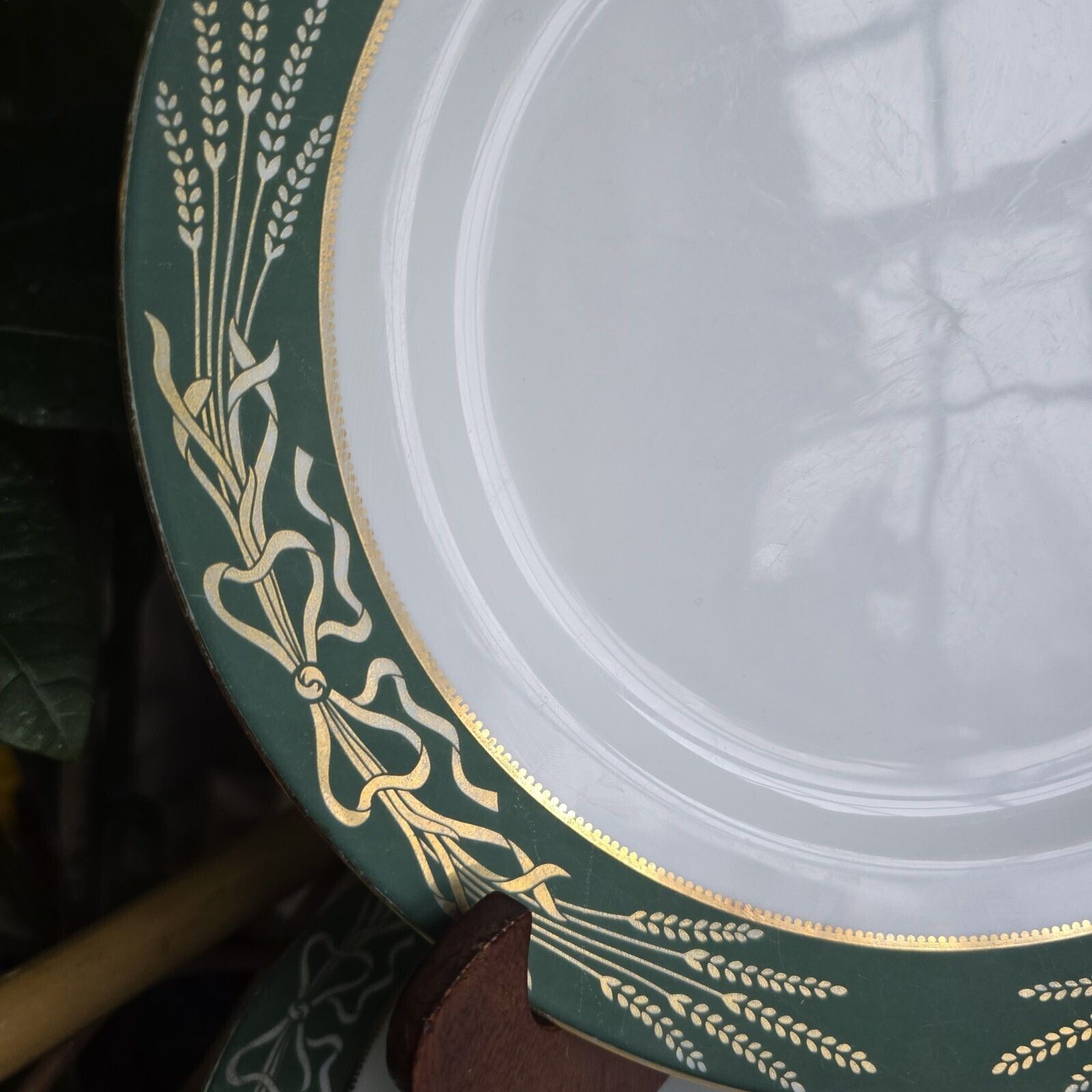 Vintage Tiffany & Co Dinner Plates X 5 Exclusive Design Green Golden Christmas photo 125.0