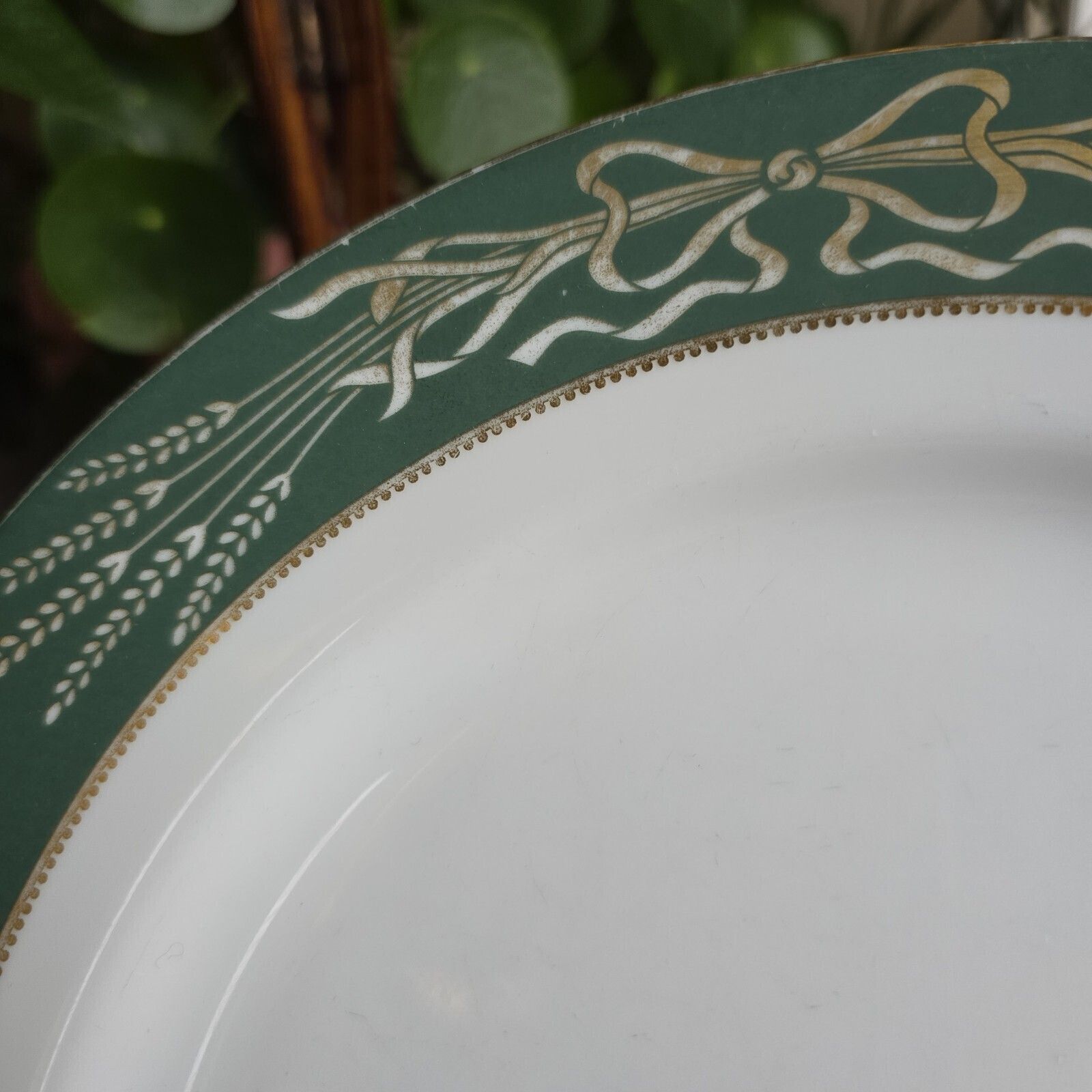 Vintage Tiffany & Co Dinner Plates X 5 Exclusive Design Green Golden Christmas photo vintage