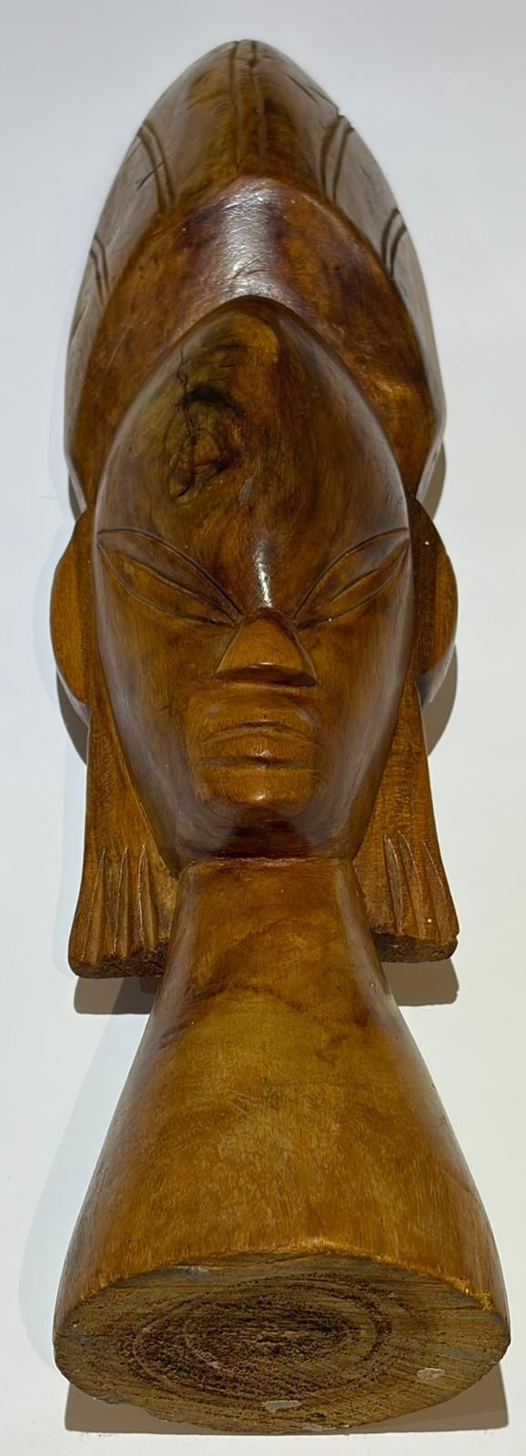 African Style Hand Carved Wooden Head Sculpture