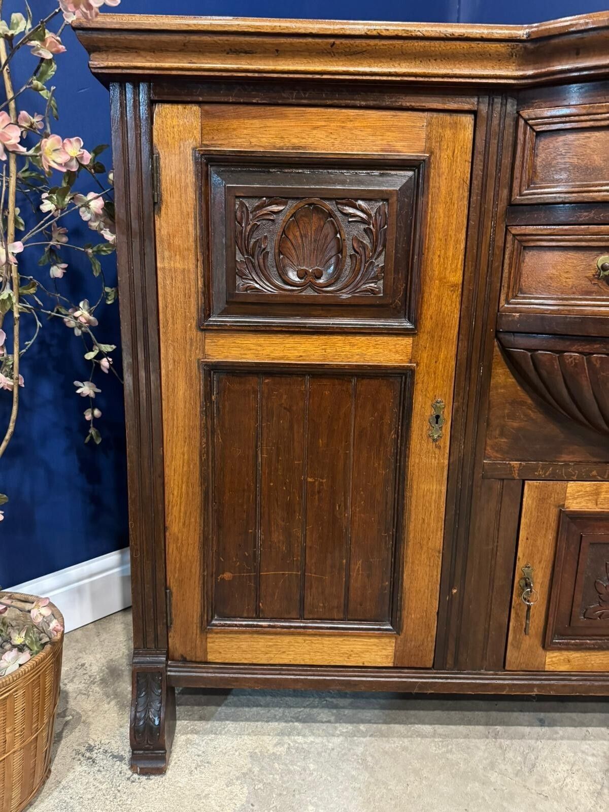 Antique Victorian Mahogany Sideboard Carved Buffet Bowfront Vintage Stunning. photo buy