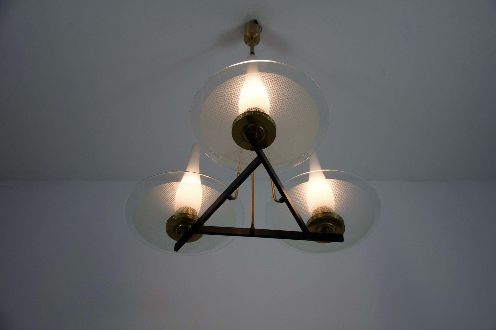 photo furniture Exceptional Brass And Glass Chandelier By Stilnovo, 1960s, Italy