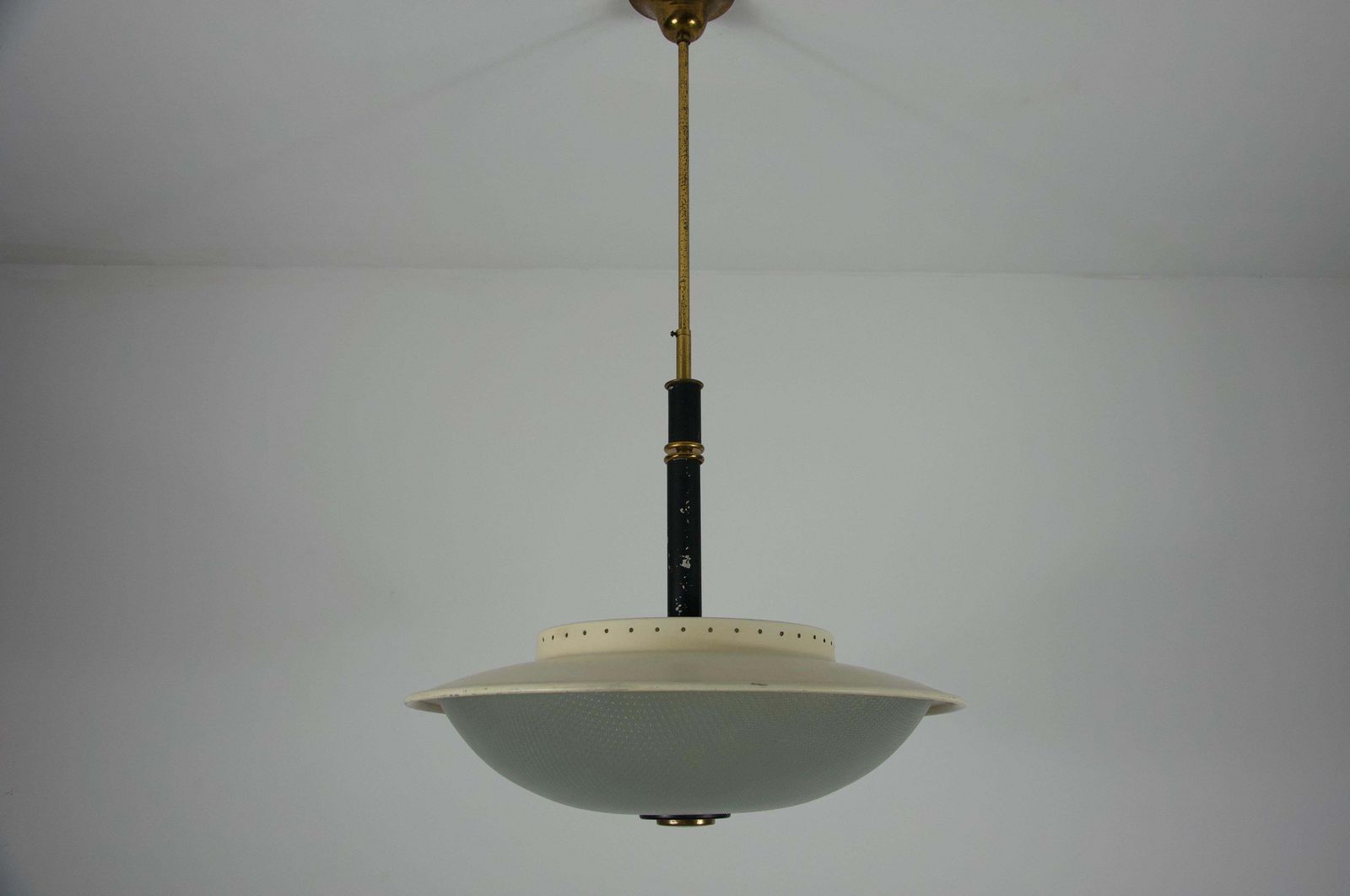 Mid Century Brass And Glass Ceiling Lamp By Stilnovo, Italy, 1960s photo for sale